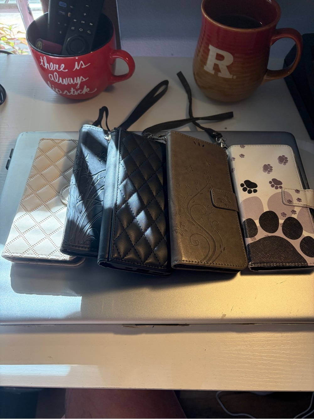 Assorted iPhone 13 Wallet Phone Cases - Black, White, Brown, Cream